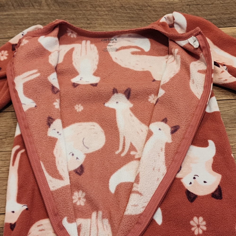 Carter's Brown and White Fox Footie One- Piece 18m - Picture 4 of 6